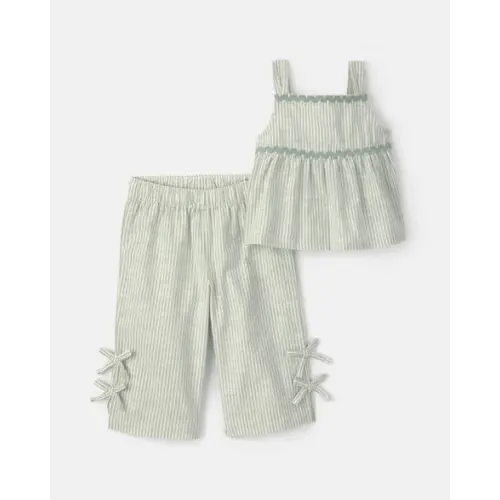 Baby Girl 2-Piece Striped Top & Pant Set - Green | Carter's