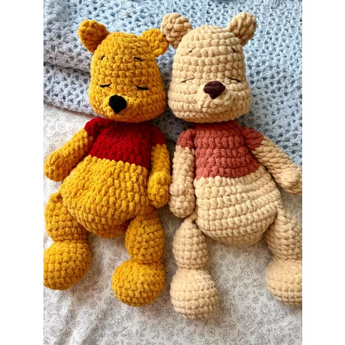 Winnie the Pooh Snuggler | Handmade Crochet Bear Lovey | Classic or Vintage Inspired | Child Comfort Toy | LARGE Pooh Snuggler