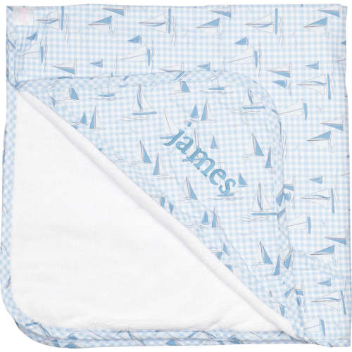 Blue Sailboat Hooded Towel