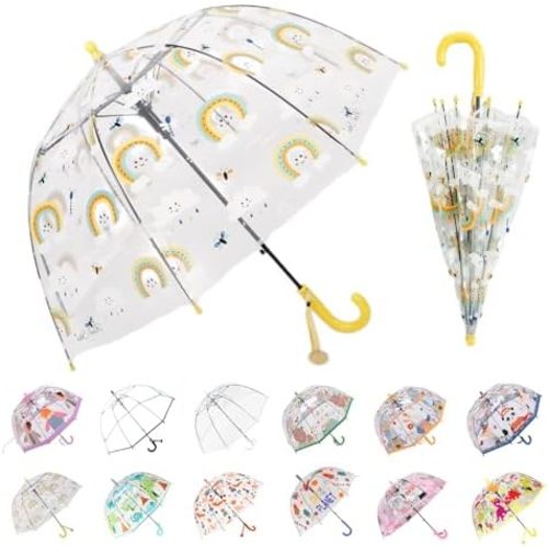 Kids Umbrella for Girls & Boys Toddler Childrens Clear Bubble Umbrella for Kids Small Durable Kids Umbrellas for Rain Outdoor