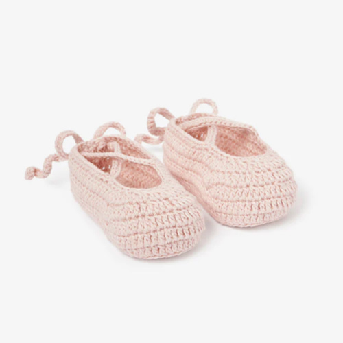 Pink Ballerina Hand Crocheted Baby Booties