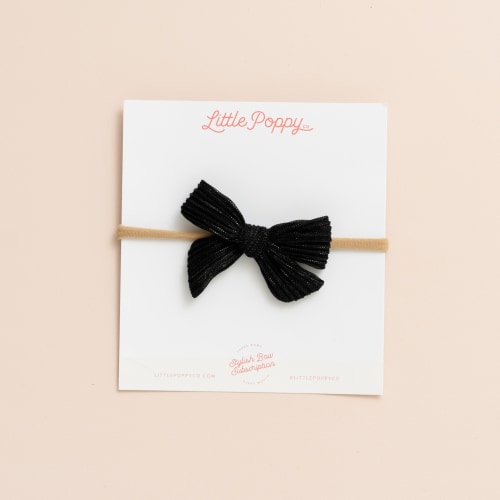 Ebony Pleated Sparkle Headband Bow