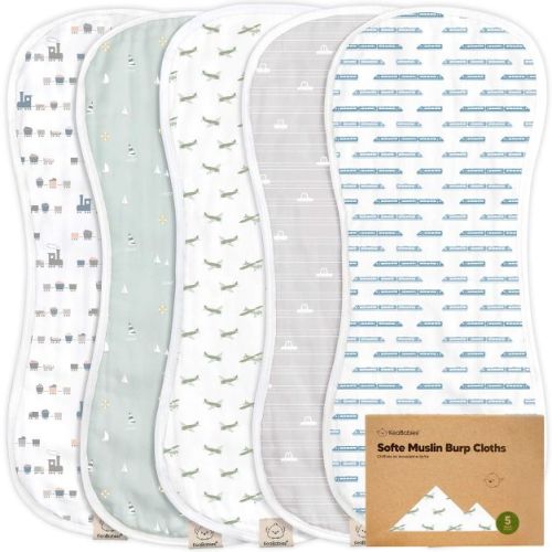 KeaBabies 5pk Organic Softe Muslin Burp Cloths for Baby Girls and Boys, Large Absorbent Burping Cloths for Babies, Baby Burp Clothes