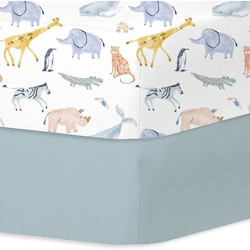 Little Grape Land Crib Sheets for Boys and Girls, 2pk Baby Crib Fitted Sheet for Standard Size Crib and Toddler Mattress, Super Soft Baby Sheet