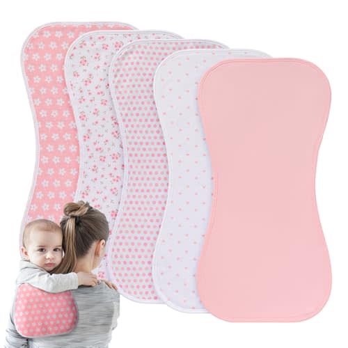 sleepyturtle 5 Pack Waterproof Baby Burp Cloths Extra Absorbent and Soft