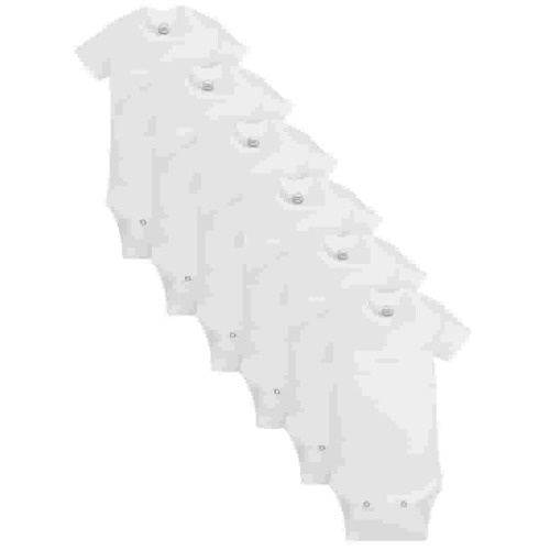 Wonder Nation Baby Neutral Cotton White Short Sleeve Bodysuits, 6-Pack, Newborn-24M