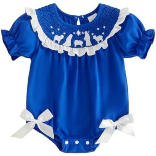 Baby Christmas Dress Smocked Romper/Dress Sister Matching Dresses