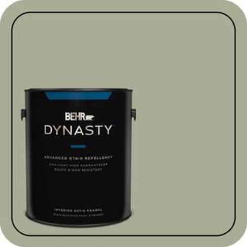 1 gal. #S380-4 Bay Water One-Coat Hide Satin Enamel Interior Stain-Blocking Paint & Primer