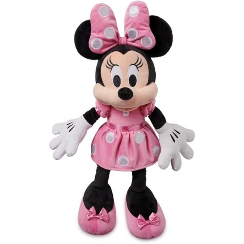DISNEY STORE Official Minnie Mouse Pink Dress Medium Soft Toy for Kids, Cuddly Character with Fuzzy Texture and Embroidered Details, Disney Plushy Suitable for All Ages.