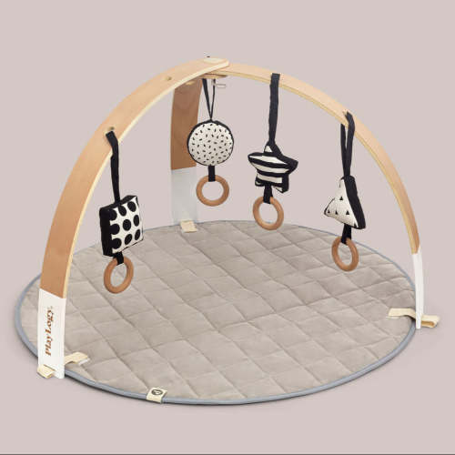 PlayLogy | Baby Activity Gym | Wooden Play Gym With Black & White Activity Pendants