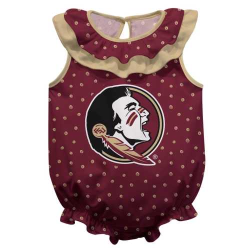 FSU Seminoles Swirls Maroon Sleeveless Ruffle Bodysuit Logo