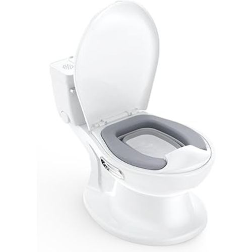 IDEALHOUSE Potty Training Toilet for Toddlers,2-in-1 Toddler Potty Chair,Baby Toilet Seat with Real Feel Flush,Portable Potty with Wipes Storage,Washable Split Potty, Easy Assemble Training Potty