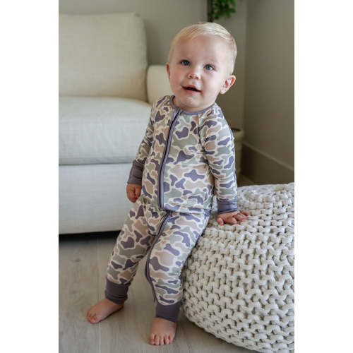 Convertible Zip Romper in Camo Cutie | Caden Lane