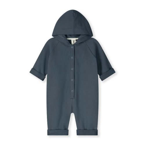 gray label hooded baby playsuit blue grey – kodomo