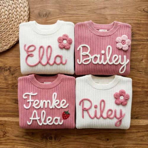 Personalized Name Baby Sweater/Custom Embroidered Baby Knit Sweater/Baby Sweater With Name/Gift For Daughter/Baby Shower Gift/Baby Jumper
