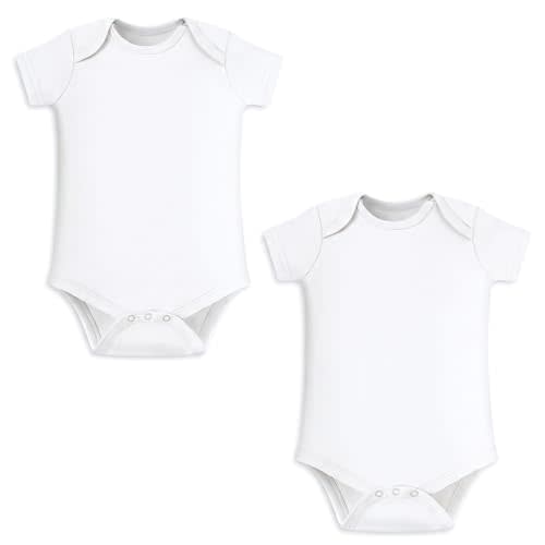 Unisex Baby Bodysuit, 100% Organic Cotton Short Sleeve Clothes, Ultra Soft Newborn Essentials for Boys & Girls