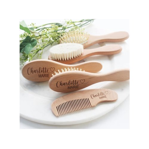 Baby Brush Set | Personalized Wooden Brush | Newborn Essentials | 3pcs