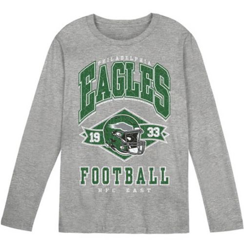 2T Philadelphia Eagles GREY HEATHER Long Sleeve Tee