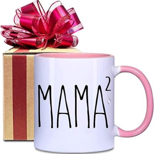 Dnuiyses Mother of Two Mug Est 2026 Promoted to Mom Mug Gifts for New Mom, Mothers Day Gift, 2026 Pregnancy Announcement Gift, Novelty Christmas Thanksgiving Day Gifts for Mother Mama to be
