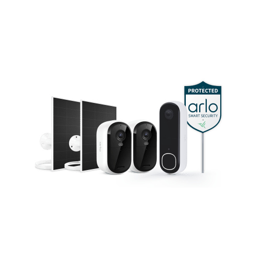 Video Doorbell, 2 Outdoor Cameras + 2 Solar Panel Chargers - Arlo