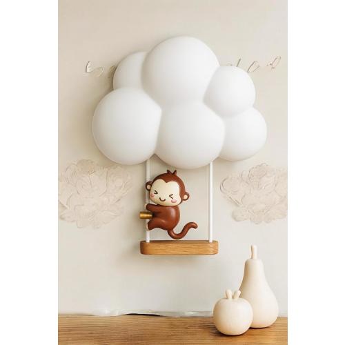 Cloud Wall Lamp Kids Night Light – Nursery Wall Decor, Monkey Cartoon Lamp, Baby Night Light, Bedside LED Sconce, Cute Animal Room Lighting