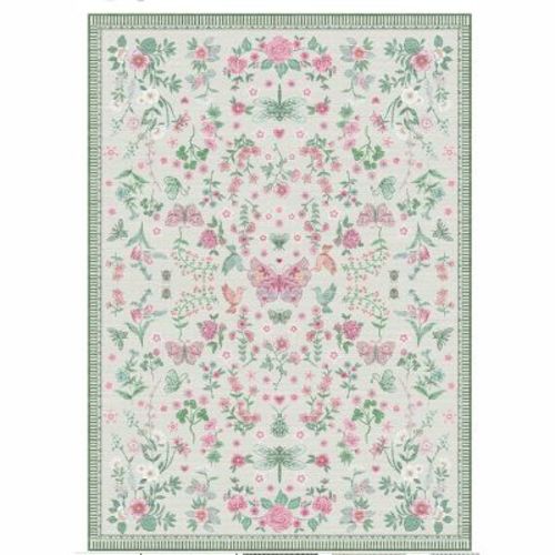 Fulvari Area Rugs,8x10 Washable Floral Area Rugs, Non-Slip and Stain Resistant Soft Throw Indoor Carpet for Dining Room Kitchen Home Decor Pink