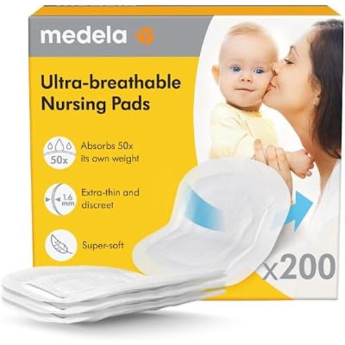 Medela Ultra-Thin Nursing Pads, Max Absorbency, 200 ct Individually Wrapped