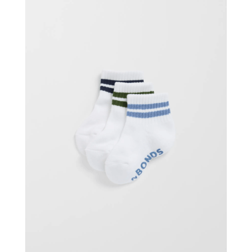Bonds Baby 3 Pack Ultimate Comfort Quarter Crew Socks