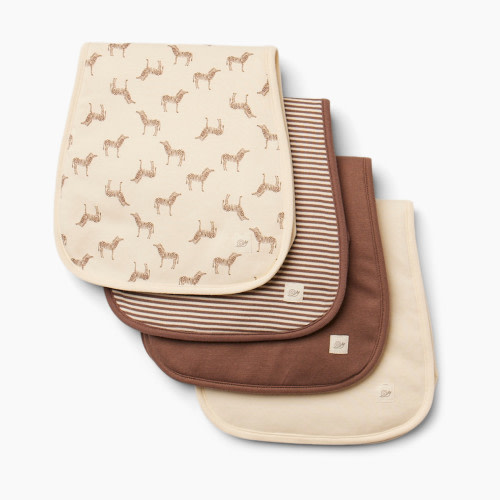 Tiny Kind 4 Pack Organic Burp Cloth - Deep Taupe Zebra