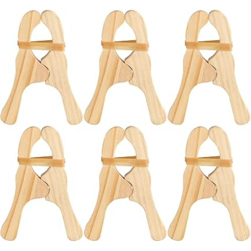 Simgoing 6 Pcs Wooden Fort Clips for Silk Montessori and Waldorf Fort Building Kit Silk Clips Giant Wooden Handmade Building for Blankets Construction(White)