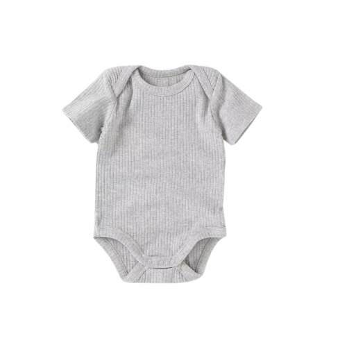 Short Sleeve Organic Cotton Baby Bodysuit Gray | Little Alii