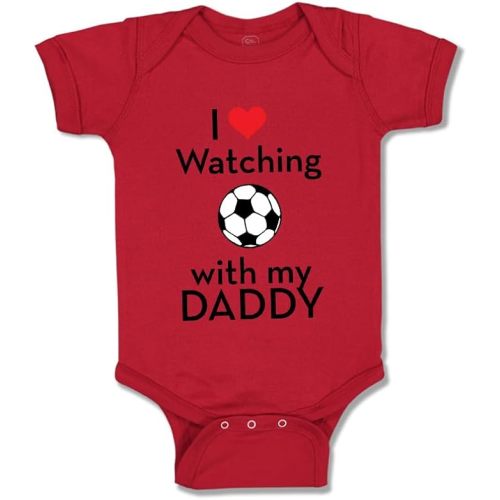 Cute Rascals Custom Baby Bodysuit I Love Watching Soccer with My Daddy Soccer Boy & Girl Baby Clothes