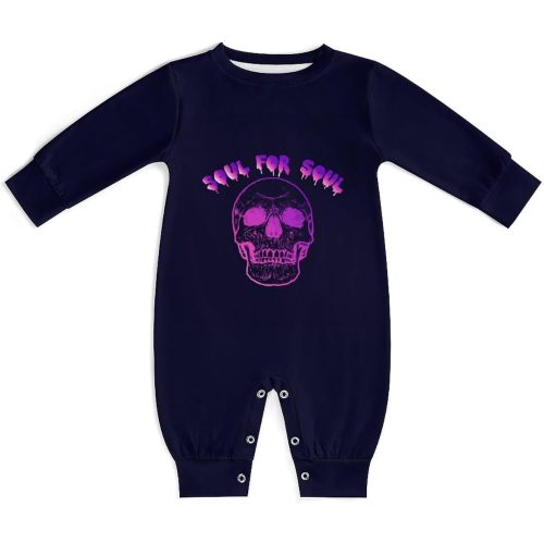 Skull Halloween Pattern Baby Romper Long Sleeve Onesie Button Jumpsuit Baby Clothes Unisex