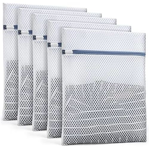 Durable Mesh Laundry Bags 5-Pack (12x16 Inch) Delicates Protector for Lingerie & Baby Clothes