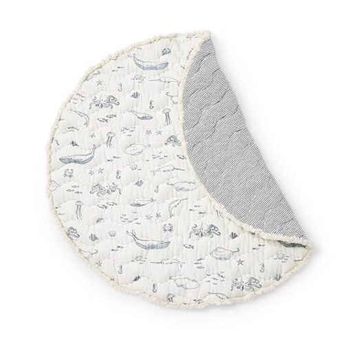 Pehr Baby Play Mat, Life Aquatic | Ultra-Soft Quilted 100% Cotton Exterior with Plush Polyester Fiberfill | 40” Diameter