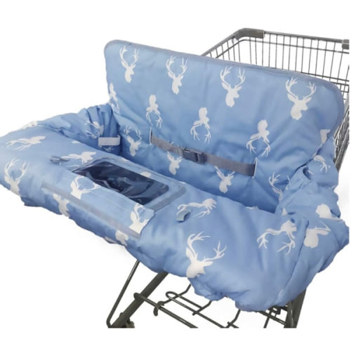 Shopping Cart Cover for Baby boy Girl, Non-Slip Design Cart Covers for Babies, Infant Cotton High Chair Cover, Machine Washable, Toddler Grocery Cover (Navy Deer)