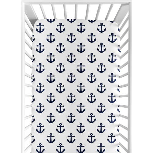 Sweet Jojo Designs Sailor Navy Blue and White Fitted Crib Sheet