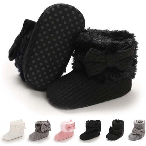 Baby Boy Girl Boots Newborn Shoes Winter Snow Bowknot Anti-Slip Soft Sole Warm Infant Toddler Prewalker Booties