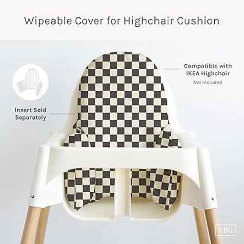 Yeah Baby Goods Wipeable IKEA Antilop Highchair Cushion Cover (Classic Check) - Soft, Waterproof Baby High Chair Cover