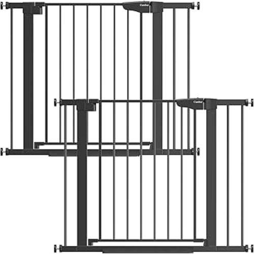 Cumbor 2 Pack 29.7-40.6" Baby Gate for Stairs, Mom's Choice Awards Winner-Dog Gate for Doorways, Pressure Mounted Self Closing Pet Gates for Dogs Indoor, Safety Child Gate with Easy Walk Thru Door