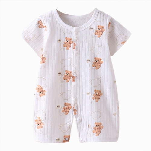 felwors Newborn Girl Boy Summer Clothes Short Sleeve Jumpsuit Waffle Bubble Romper Cute Unisex Outfit(Z02-Coffee,0-6 Months)