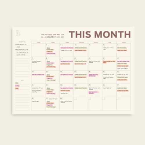 Monthly Family Fridge Calendar