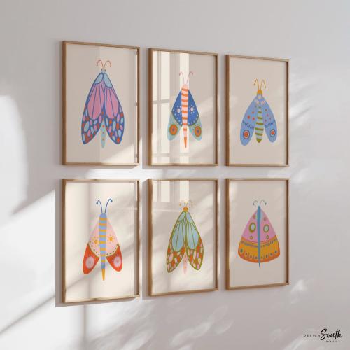 Butterfly Nursery Art Print Set: Playful Geometric Decor