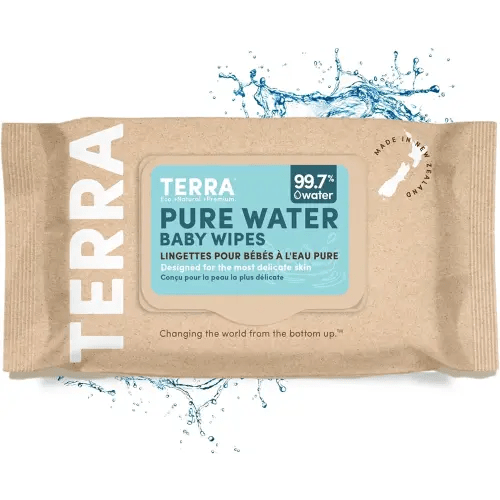 Terra Organics Pure New Zealand Water Bamboo Baby Wipes, Biodegradable, Natural, 1 Pack of 70 Wipes