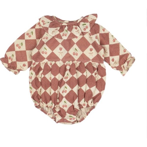 Hazel Romper, Cherry Patchwork Crimson - Wild Wawa | Maisonette