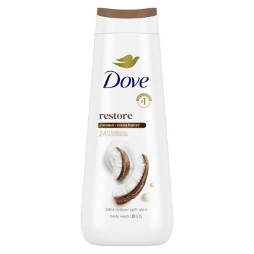 Dove Restore Body Wash - Coconut & Cocoa Butter 24hr Lotion-Soft Skin - 20oz: Ideal for Oily, Dry, Mature Skin, Vegan