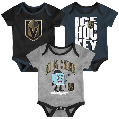 6-9 Months - Infant & Newborn Vegas Golden Knights Outerstuff Triple Header Three-Piece Bodysuit Set