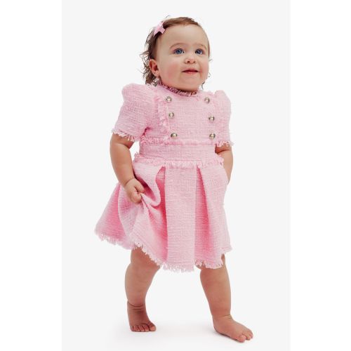 Baby Girl Brielle Boucle Dress In Soft Pink | Bardot Junior (12-18 Months)