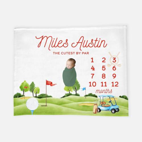 Golf Milestone Blanket, Baby Milestone Blanket, Baby Golf Blanket, Baby Shower Gift, Golf Nursery, Gender Neutral Milestone Blanket B20