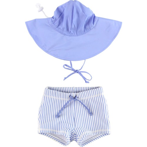 Baby Stripe Swim Trunks & Hat Set, Size: 12-18M
